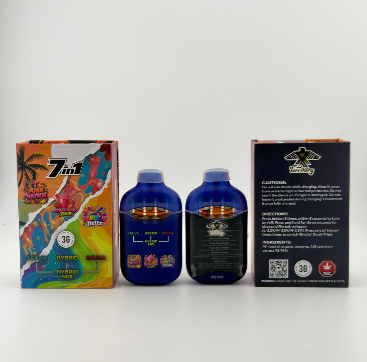 Territory 7 in 1 THC 3 Flavours Live Resin & Liquid Diamond vape 3g